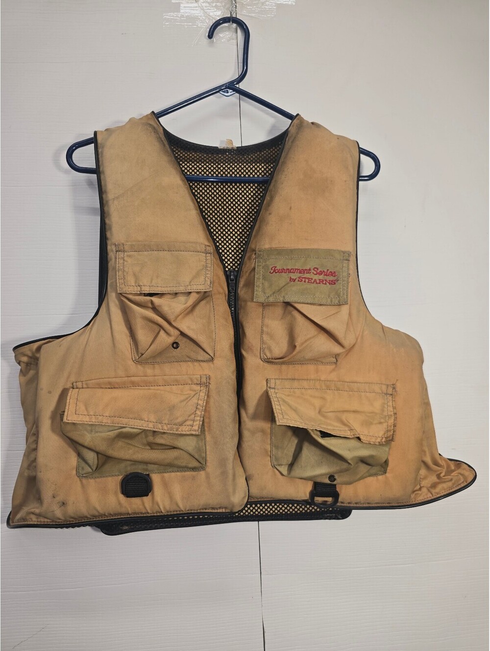 Vintage Stearns Fishing Vest Life Jacket PFD Size L/XL SBV-4142 Tan Mesh